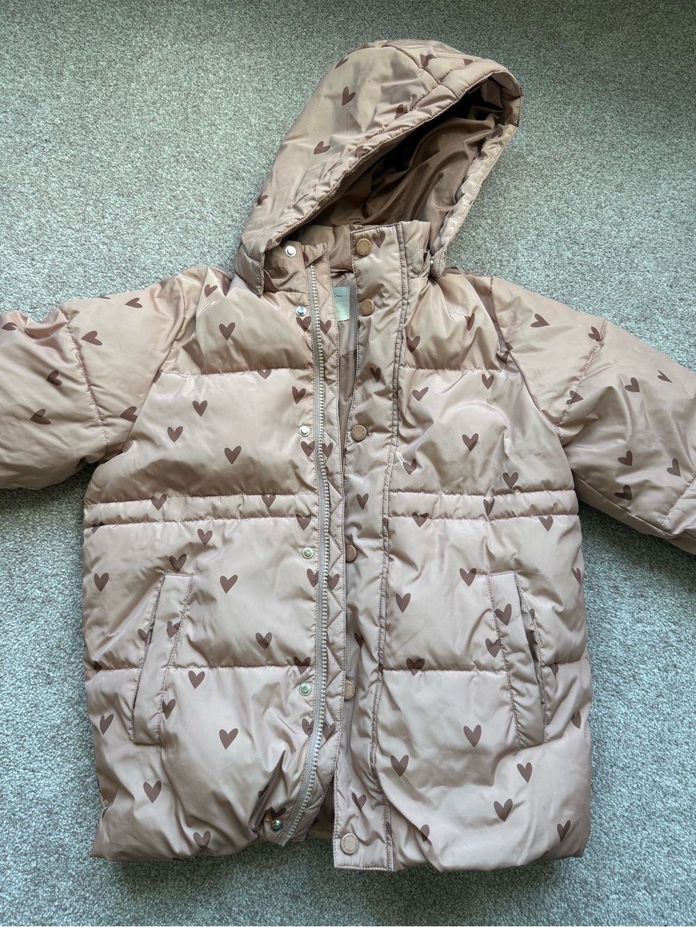 Rylee + Cru light pink Heart-Print Puffer Jacket
